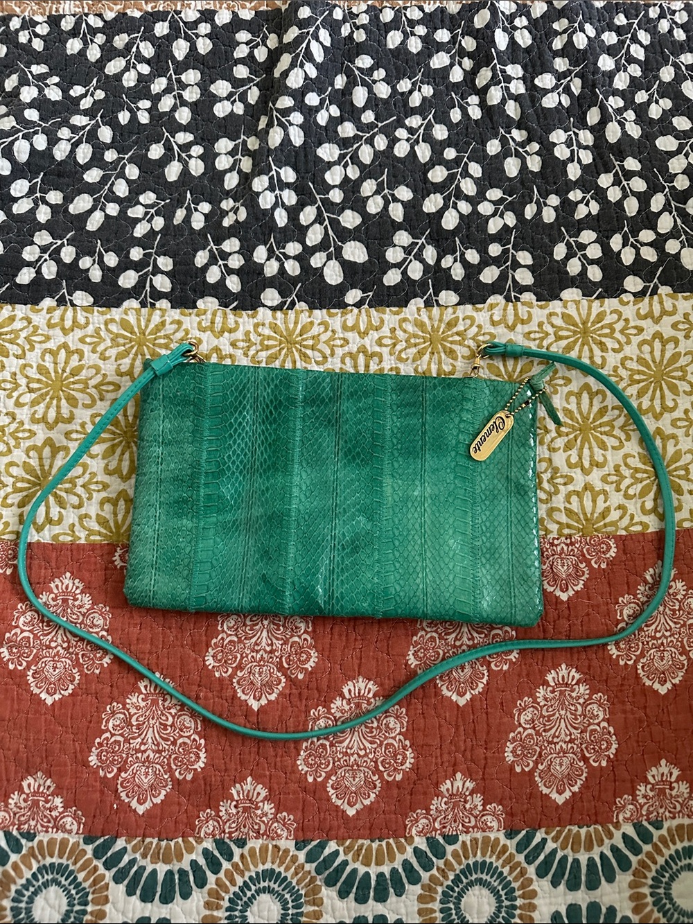 1970’s Clemente Green Crossbody Clutch - Genuine Snake Skin